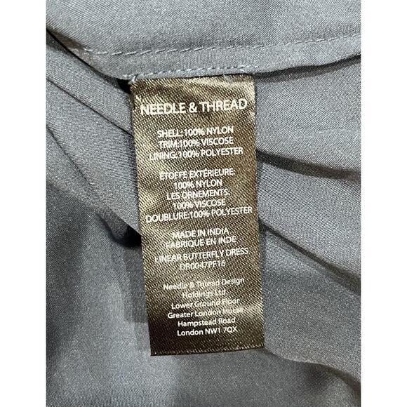 Needle & Thread Linear Butterfly Beaded Sheer Mesh Shift Dress Sz 4 India Made - Picture 16 of 16